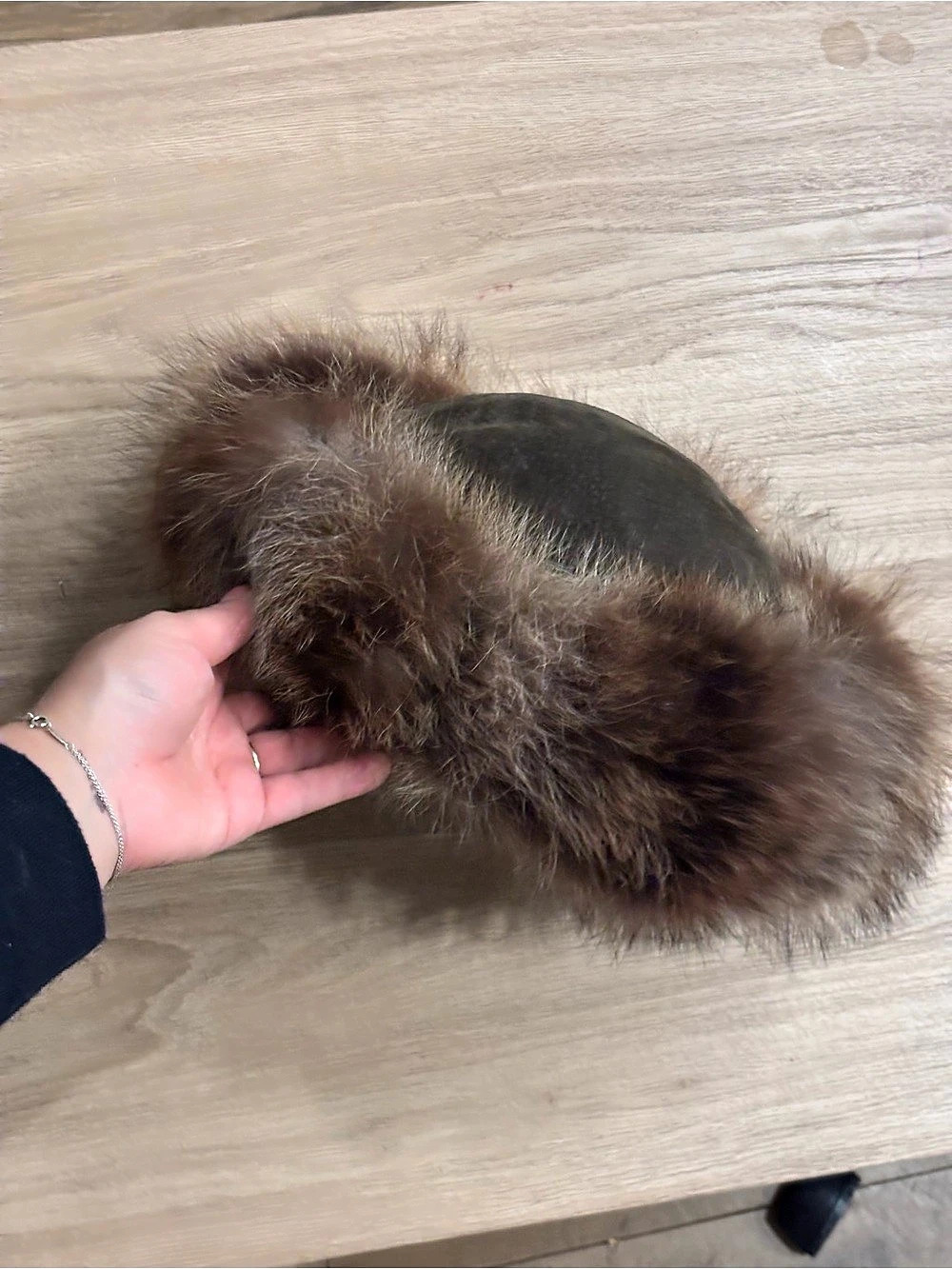 Vintage Fur Hat in Brown & Black Small size